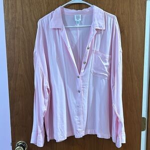 Ladies XL button down pink long sleeve top